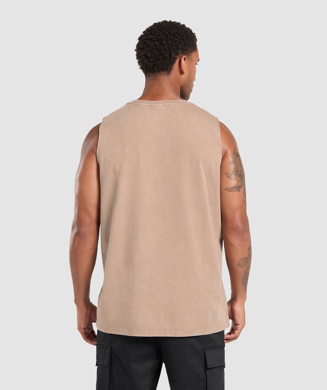 Gymshark Collegiate Shadow Washed Tank Linne Herr Rosa | 972PRWBTM