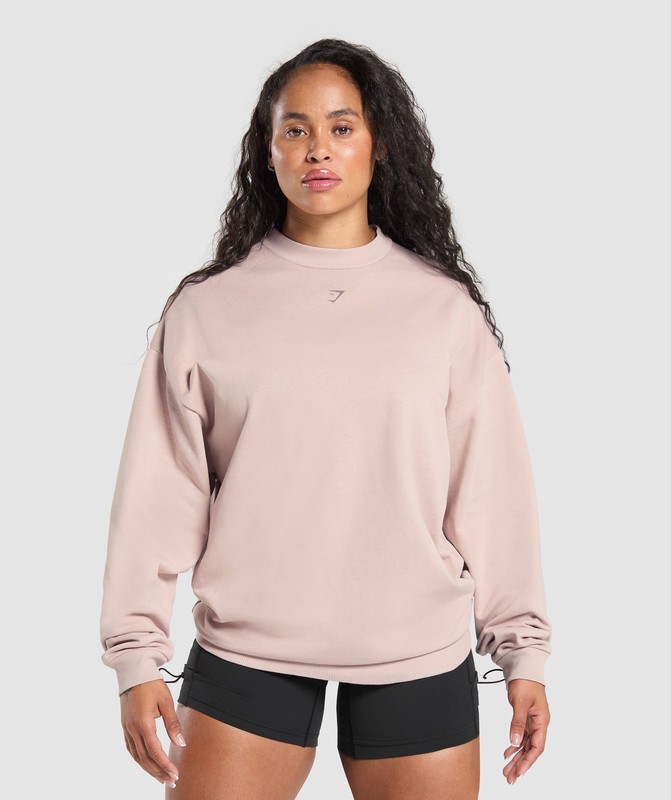 Gymshark Collegiate Sweatshirt Tröjor Dam Rosa | 892QEOXRK