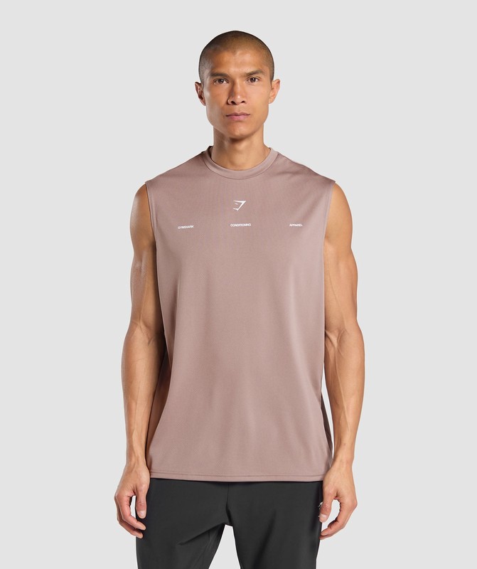 Gymshark Conditioning Apparel Cut Off Tank Linne Herr Powder Mauve | 154OBMHXF