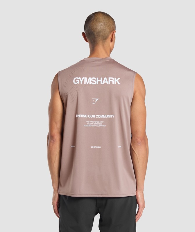 Gymshark Conditioning Apparel Cut Off Tank Linne Herr Powder Mauve | 154OBMHXF