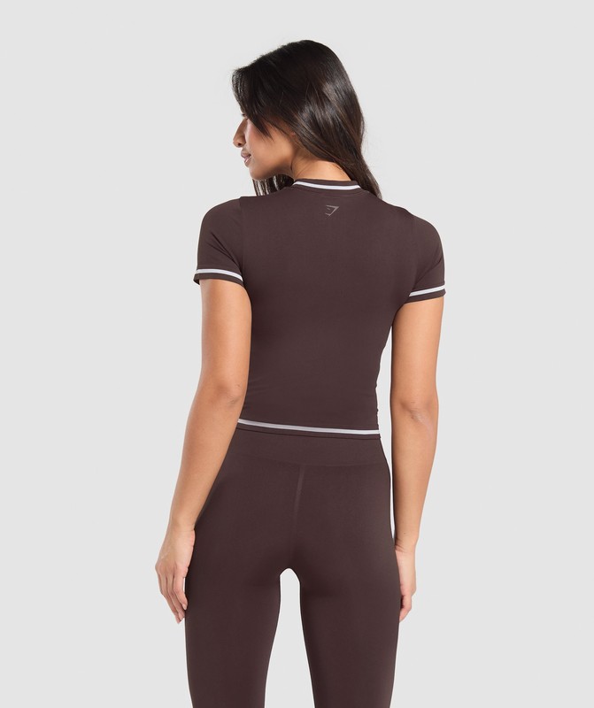 Gymshark Contrast Seamless Midi Tee T-Shirt Dam Bruna | 342FRAHGD