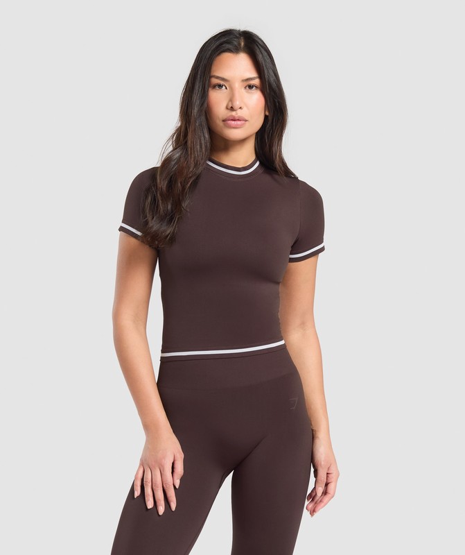 Gymshark Contrast Seamless Midi Tee T-Shirt Dam Bruna | 342FRAHGD