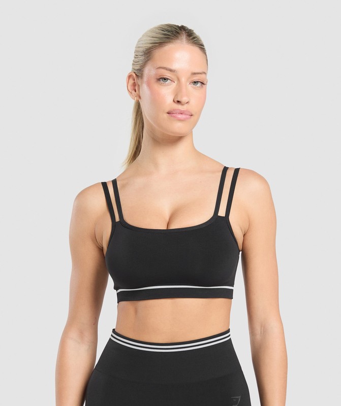 Gymshark Contrast Seamless Sports Bra Sport BH Dam Svarta | 671RFLSEM