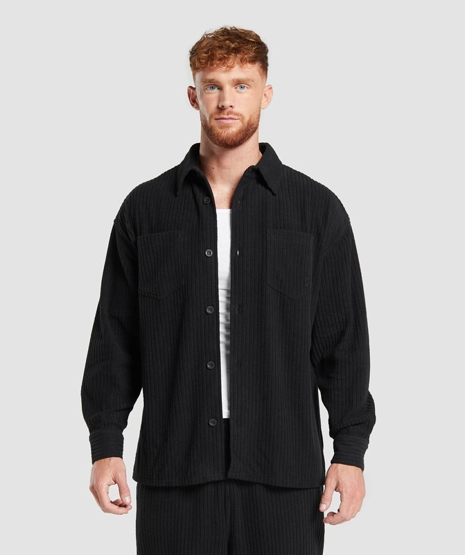 Gymshark Cord Overshirt Top Herr Svarta | 641OSXJKM