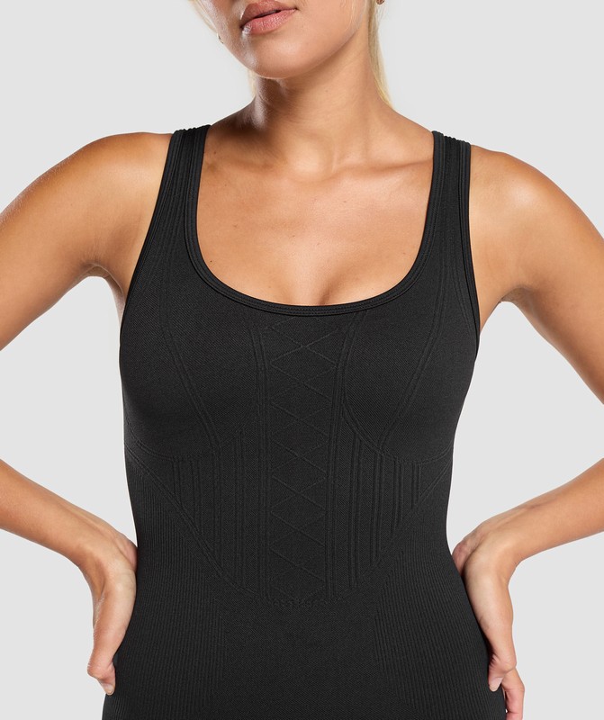 Gymshark Corset Seamless Bodysuit Body Dam Svarta | 531MZHPOG