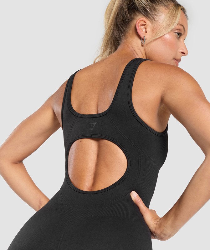 Gymshark Corset Seamless Bodysuit Body Dam Svarta | 531MZHPOG