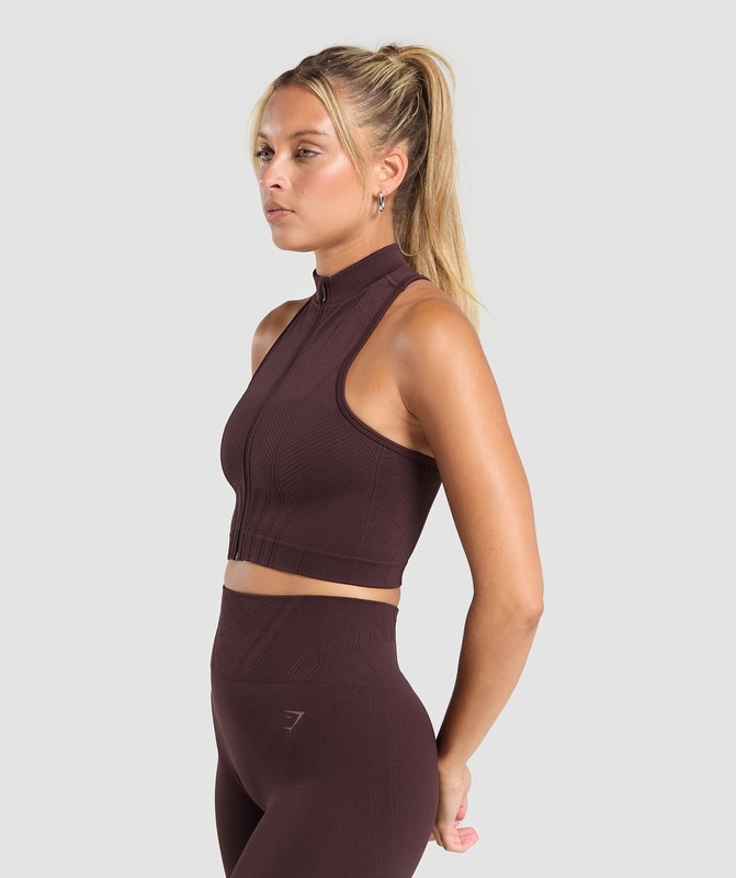 Gymshark Corset Seamless Crop Tank Linne Dam Bruna | 291PGJHCQ