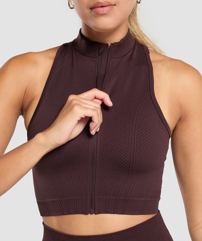 Gymshark Corset Seamless Crop Tank Linne Dam Bruna | 291PGJHCQ