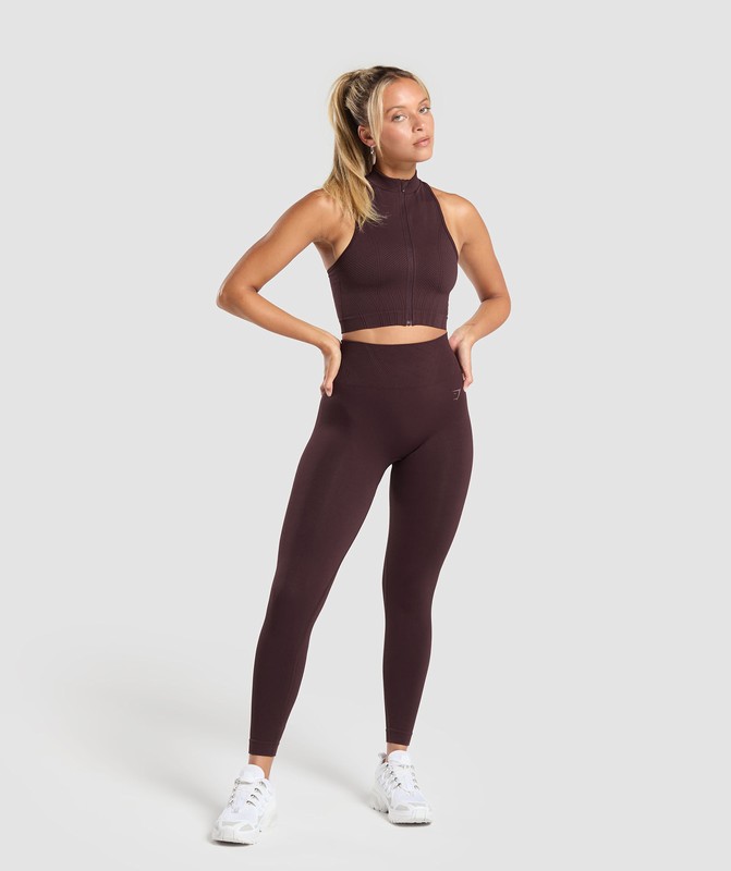 Gymshark Corset Seamless Crop Tank Linne Dam Bruna | 291PGJHCQ