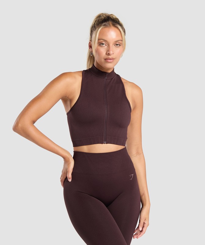Gymshark Corset Seamless Crop Tank Linne Dam Bruna | 291PGJHCQ