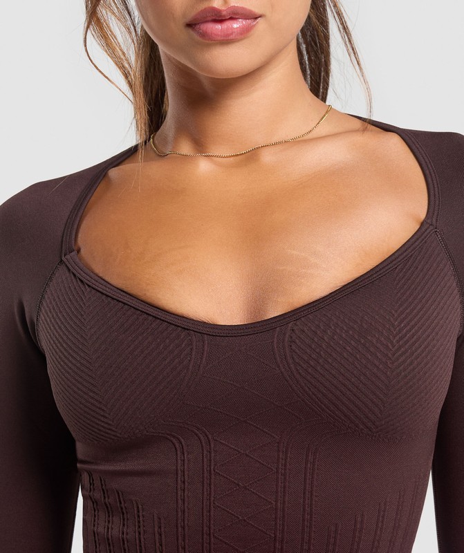 Gymshark Corset Seamless Long Sleeve Top Top Dam Bruna | 931AWLMCR