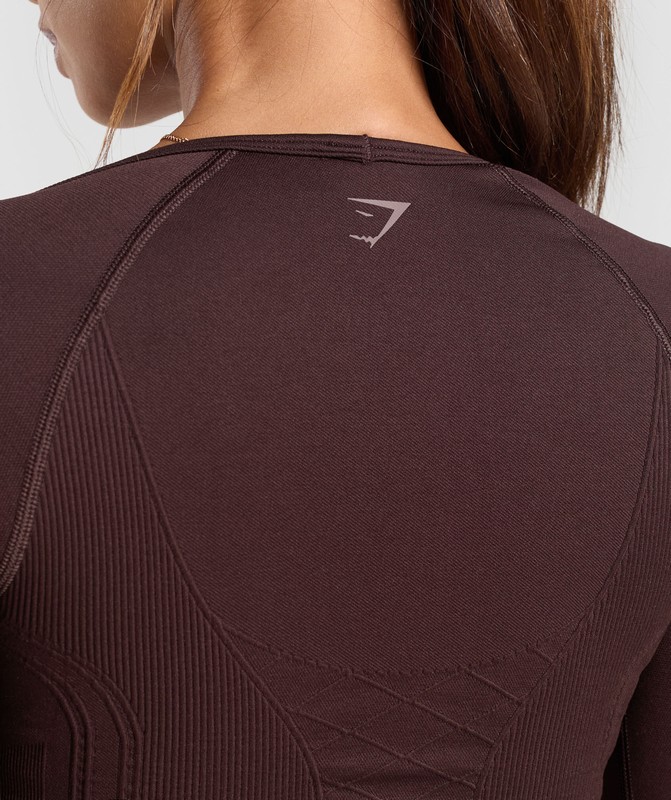 Gymshark Corset Seamless Long Sleeve Top Top Dam Bruna | 931AWLMCR