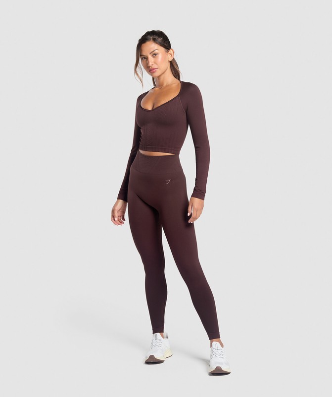 Gymshark Corset Seamless Long Sleeve Top Top Dam Bruna | 931AWLMCR