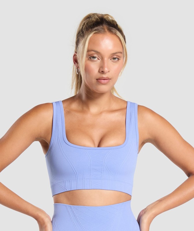 Gymshark Corset Seamless Sports Bra Sport BH Dam Blå | 081FVIYCS