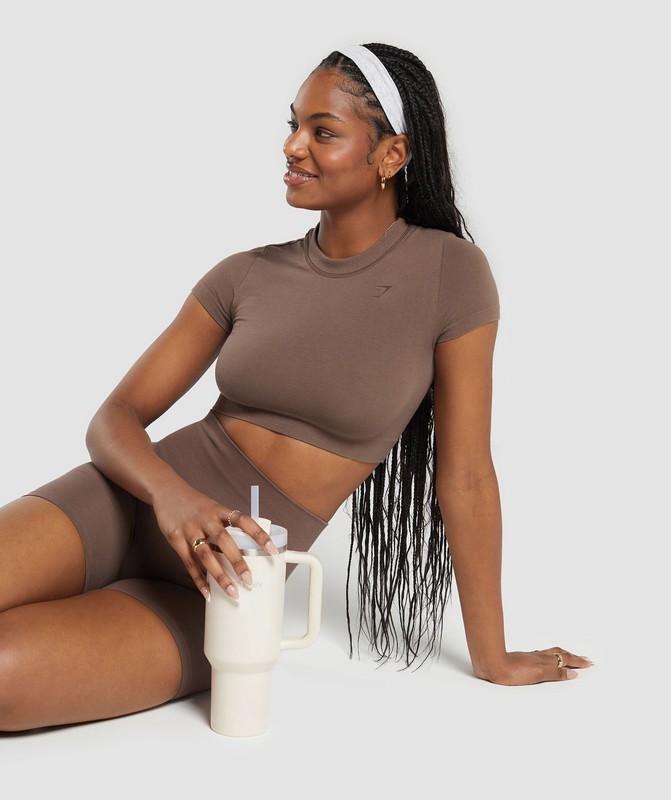 Gymshark Cotton Seamless Crop Top Crop Top Dam Bruna | 517ACPXSN