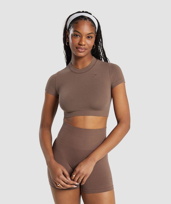 Gymshark Cotton Seamless Crop Top Crop Top Dam Bruna | 517ACPXSN