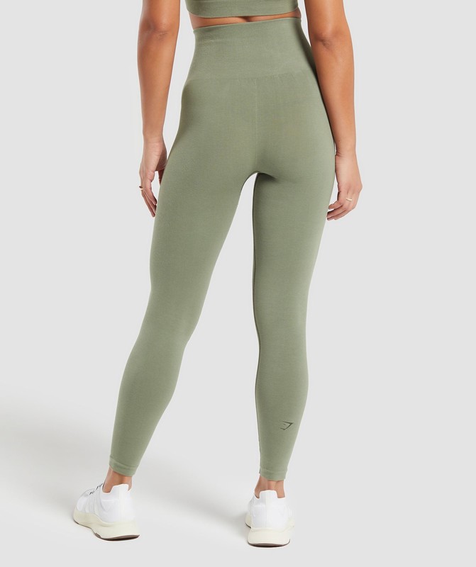 Gymshark Cotton Seamless Leggings Leggings Dam Gröna | 853RCQZJT