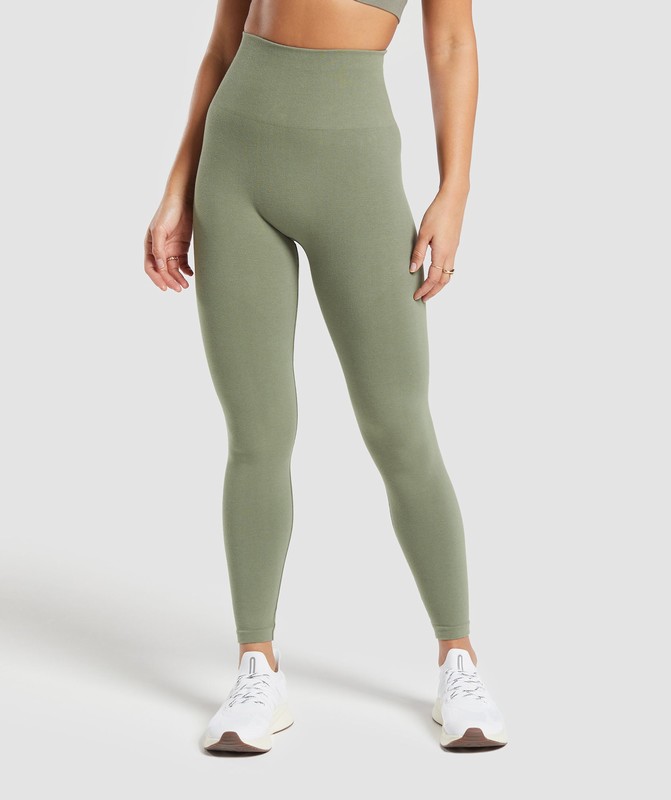 Gymshark Cotton Seamless Leggings Leggings Dam Gröna | 853RCQZJT