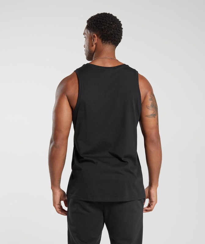 Gymshark Crest Cotton Tank Linne Herr Svarta | 698DFOVTN