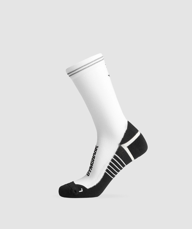 Gymshark Crew Running Socks Strumpor Dam Vita Svarta | 983GUXLBP