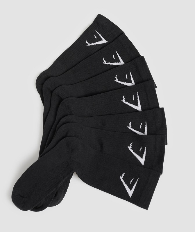 Gymshark Crew Socks 7pk Strumpor Herr Svarta | 926CHGVEN