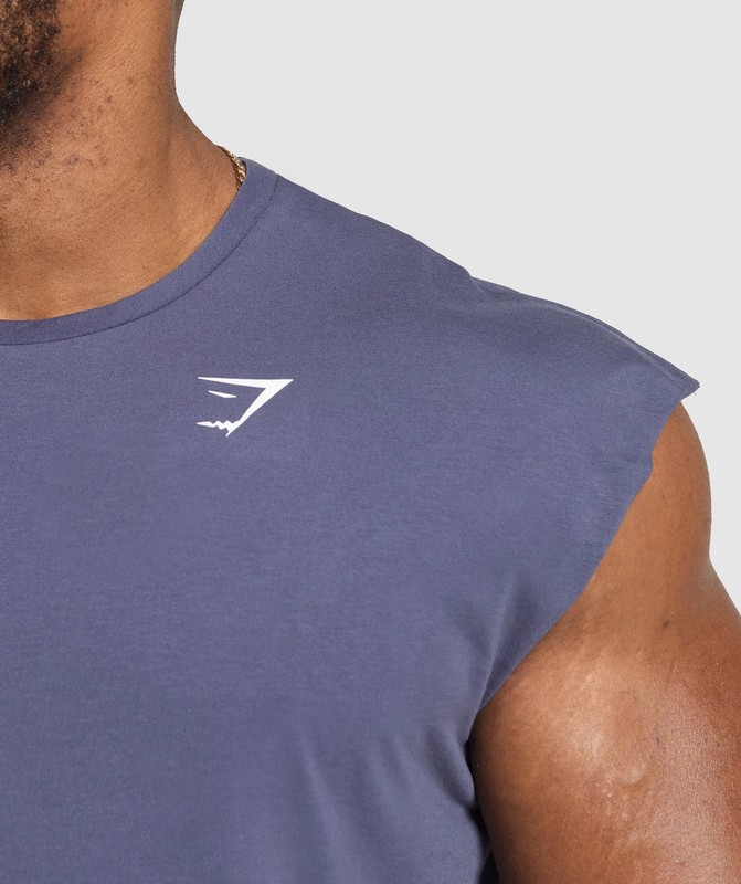 Gymshark Critical Cut Off Tank Linne Herr Lila | 513VCSBNH