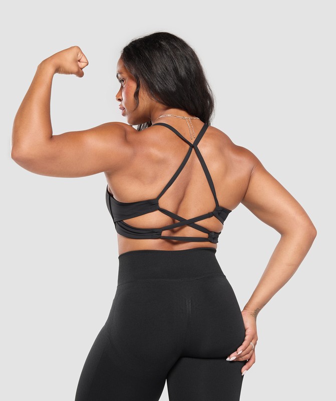 Gymshark Cross Back Bra BH Dam Svarta | 693PNGYFU