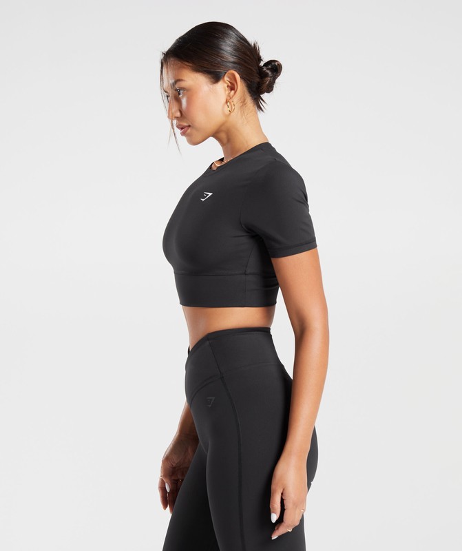 Gymshark Crossover Crop Top Crop Top Dam Svarta | 928OYNFST