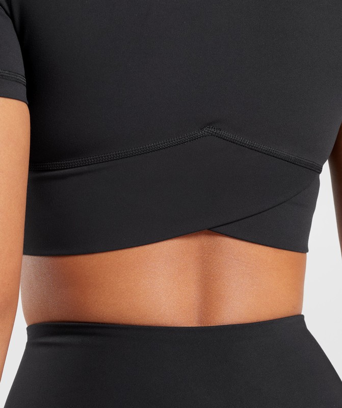 Gymshark Crossover Crop Top Crop Top Dam Svarta | 928OYNFST