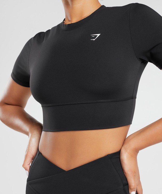 Gymshark Crossover Crop Top Crop Top Dam Svarta | 928OYNFST