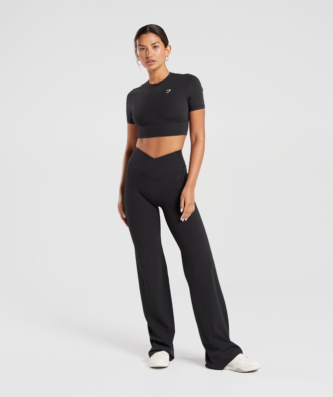 Gymshark Crossover Crop Top Crop Top Dam Svarta | 928OYNFST