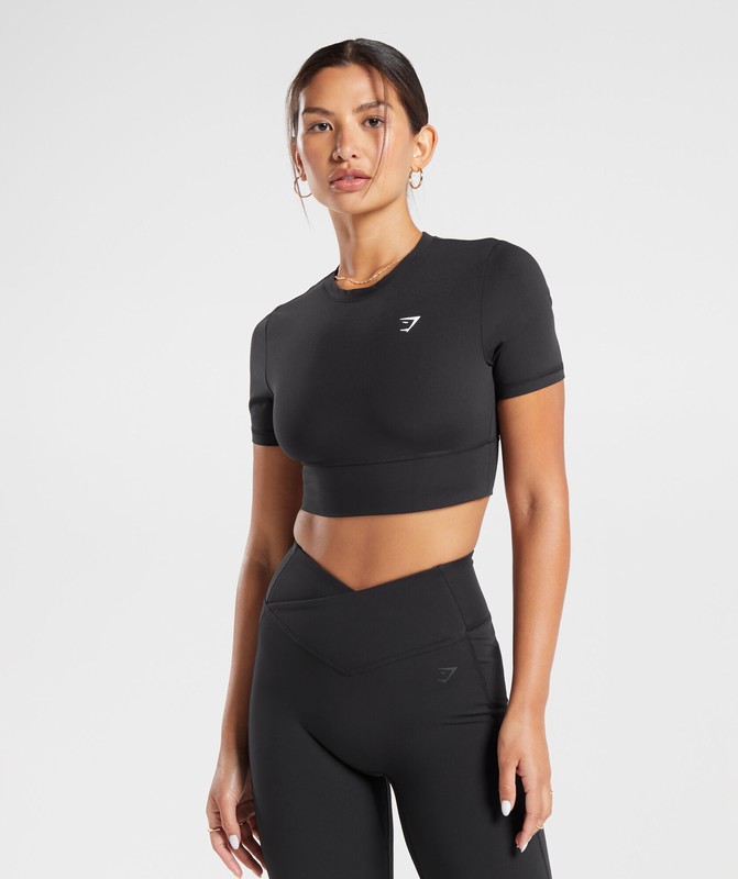 Gymshark Crossover Crop Top Crop Top Dam Svarta | 928OYNFST