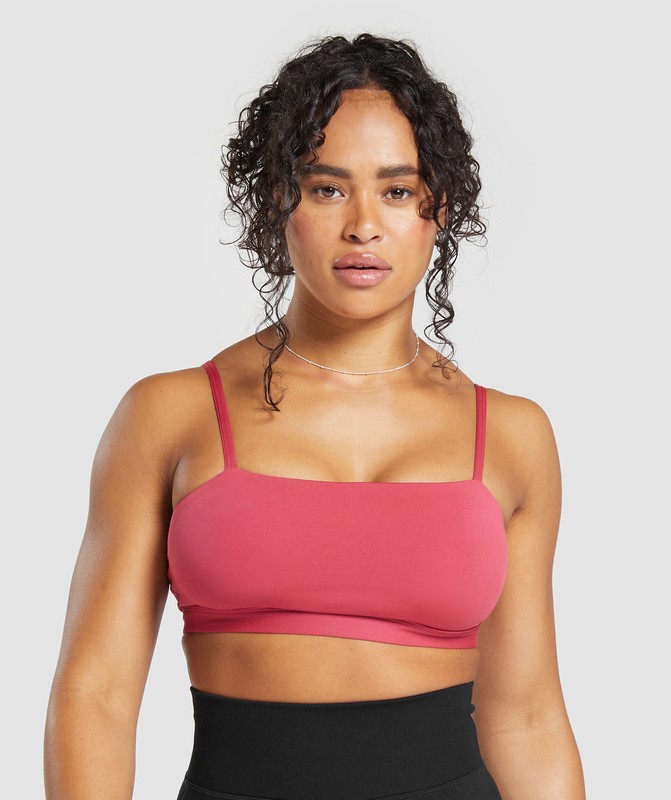 Gymshark Cut Out Bandeau Axelbandslös BH Dam Rosa | 982CWFJTA