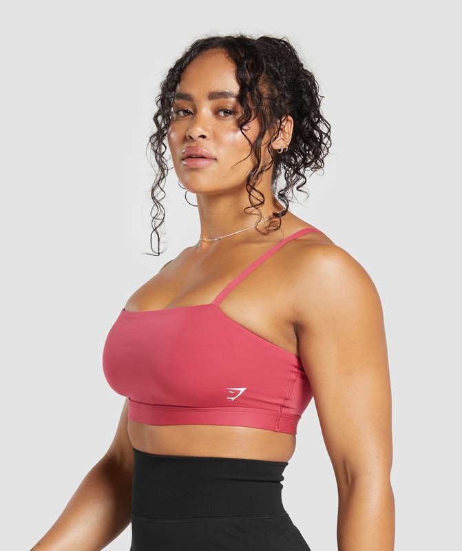 Gymshark Cut Out Bandeau Axelbandslös BH Dam Rosa | 982CWFJTA