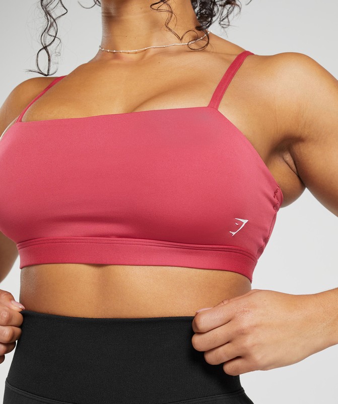 Gymshark Cut Out Bandeau Axelbandslös BH Dam Rosa | 982CWFJTA