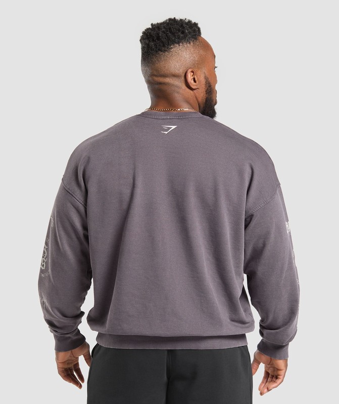 Gymshark Distressed Graphic Crew Strumpor Herr Lila Tvätt | 571QNLEGB