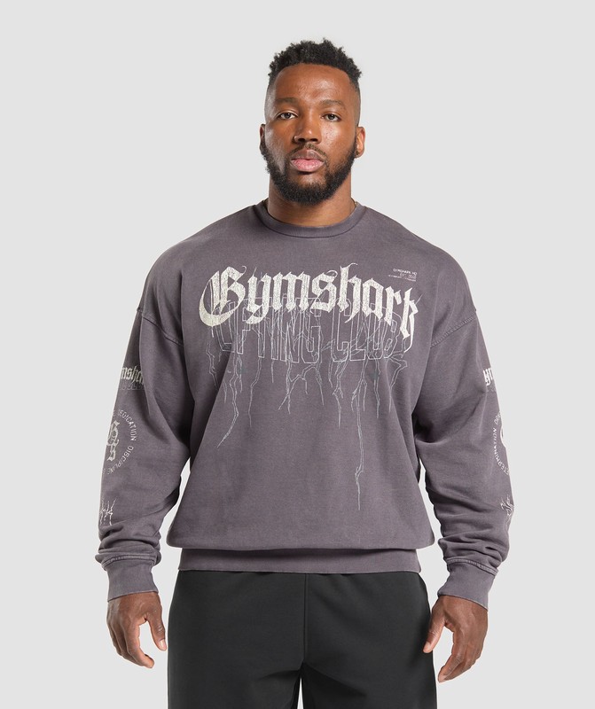 Gymshark Distressed Graphic Crew Strumpor Herr Lila Tvätt | 571QNLEGB