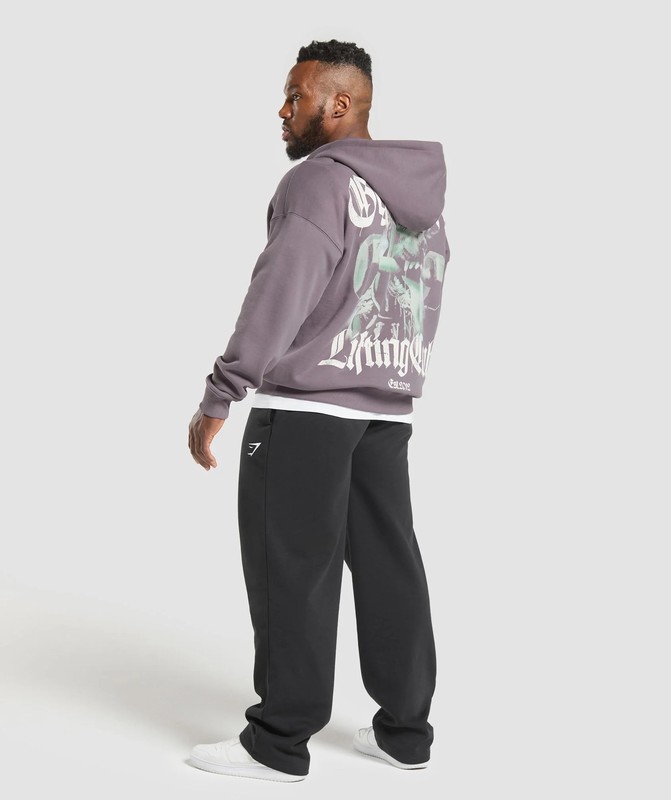 Gymshark Doberman Graphic Hoodie Hoodie Herr Lila | 412VMELZO
