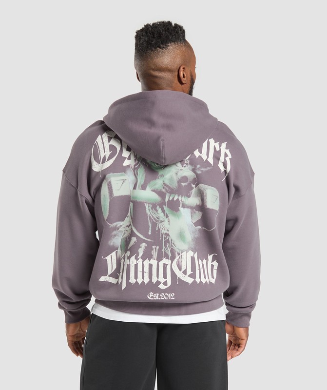 Gymshark Doberman Graphic Hoodie Hoodie Herr Lila | 412VMELZO