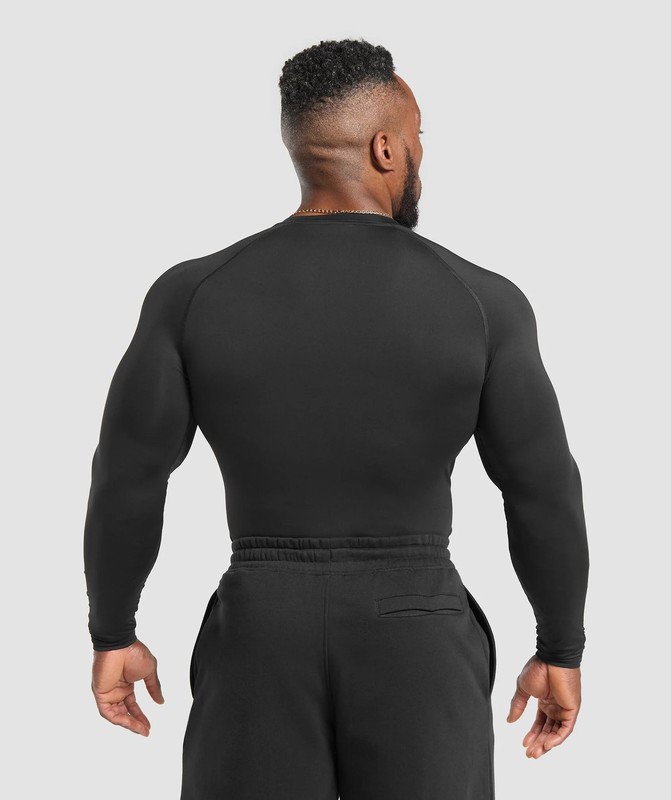 Gymshark Element Long Sleeve T-Shirt T-Shirt Herr Svarta | 583JZEFAL