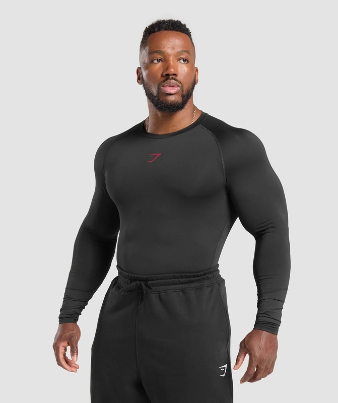 Gymshark Element Long Sleeve T-Shirt T-Shirt Herr Svarta | 583JZEFAL