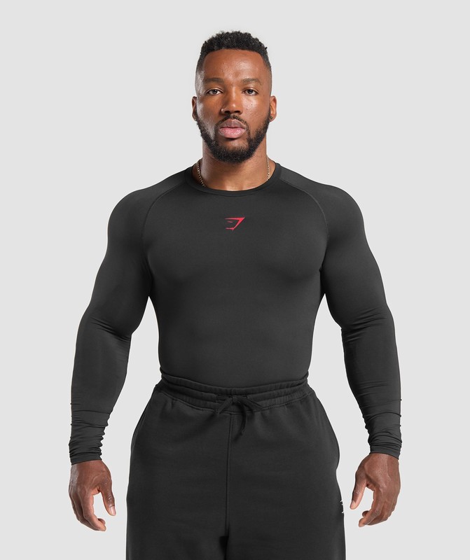 Gymshark Element Long Sleeve T-Shirt T-Shirt Herr Svarta | 583JZEFAL