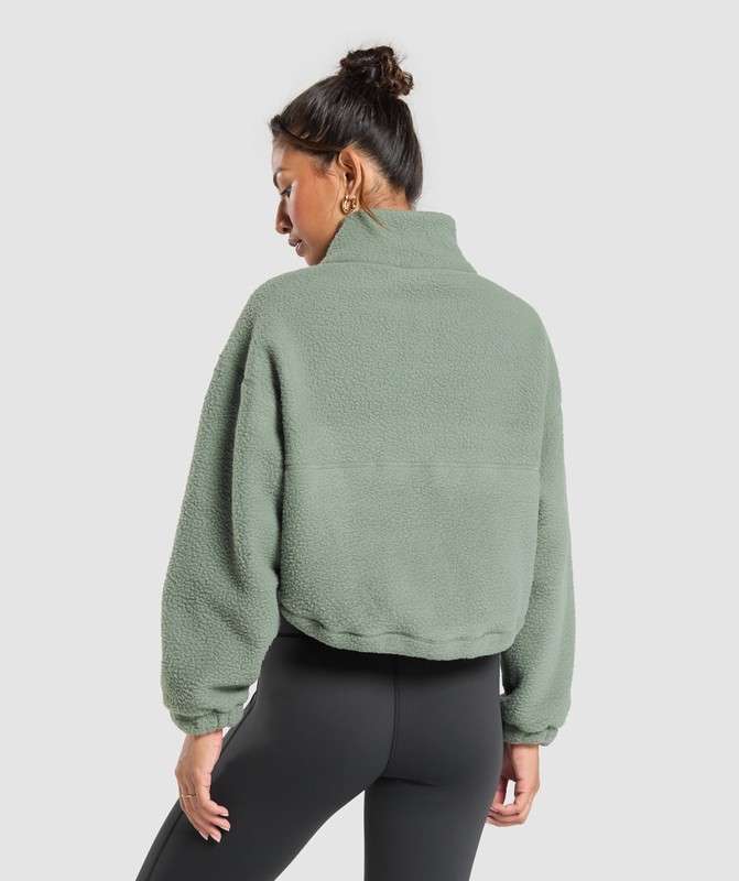 Gymshark Elevate Fleece Mid Jacket Jacka Dam Gröna | 478PTGMAW