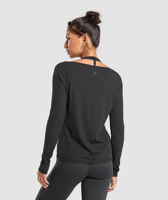 Gymshark Elevate Long Sleeve Top Top Dam Svarta | 382LOZFHG