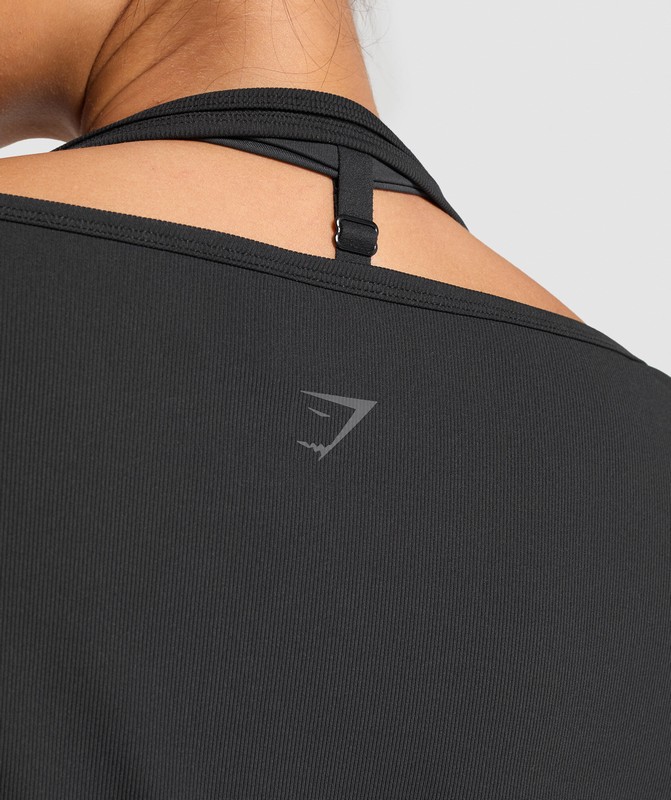 Gymshark Elevate Long Sleeve Top Top Dam Svarta | 382LOZFHG