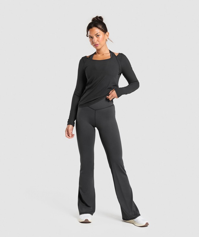 Gymshark Elevate Long Sleeve Top Top Dam Svarta | 382LOZFHG