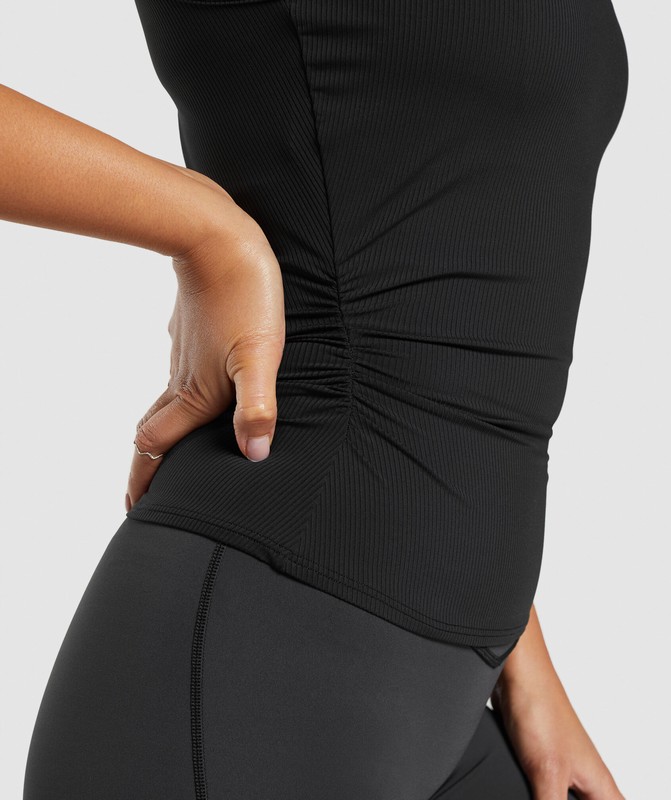 Gymshark Elevate Ruched Tank Linne Dam Svarta | 973THFQDR