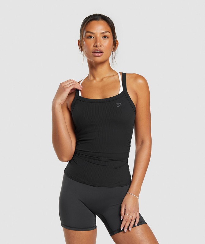 Gymshark Elevate Ruched Tank Linne Dam Svarta | 973THFQDR