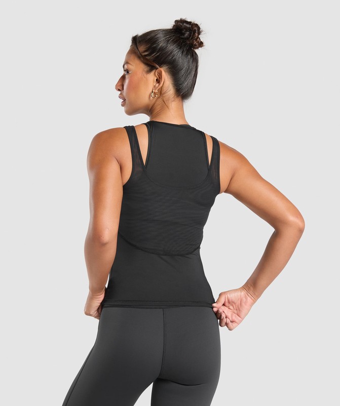 Gymshark Elevate Tank With Shelf Linne Dam Svarta | 042IXETPZ