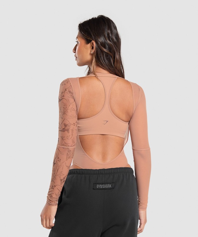 Gymshark Elevate Tattoo Graphic Mesh Bodysuit Body Dam Bruna | 918ZRHDSU